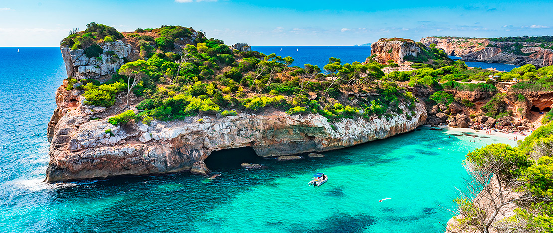 View of Caló des Moro in Mallorca, Balearic Islands