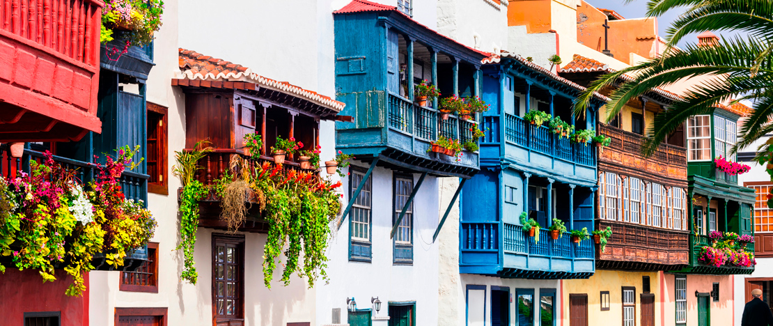 Detail of colonial-style buildings in Santa Cruz de La Palma on La Palma, Canary Islands Detail of colonial-style buildings in Santa Cruz de La Palma on La Palma, Canary Islands
