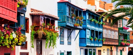 Detail of colonial-style buildings in Santa Cruz de La Palma on La Palma, Canary Islands Detail of colonial-style buildings in Santa Cruz de La Palma on La Palma, Canary Islands