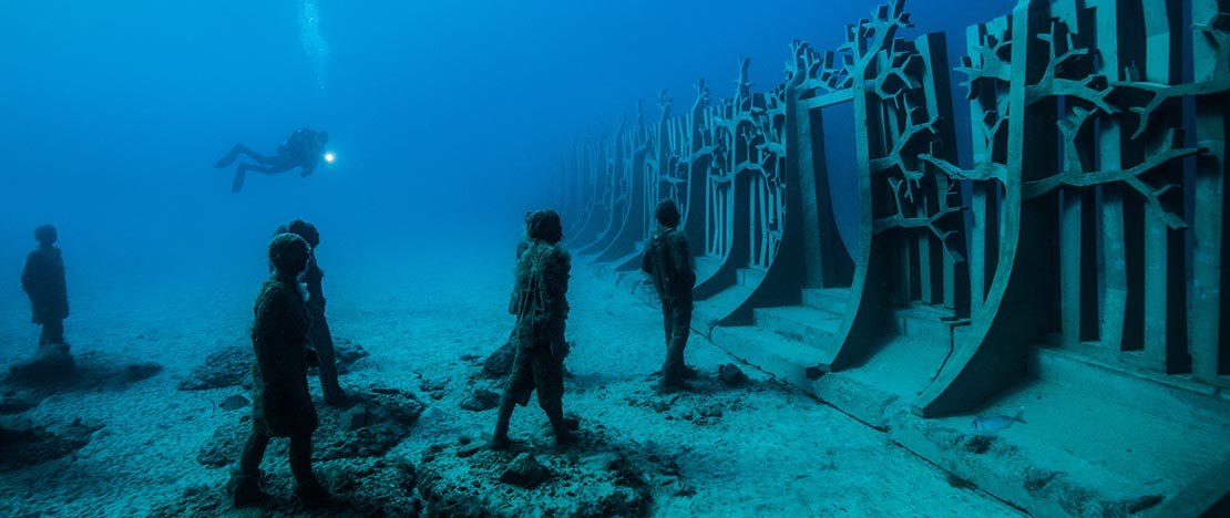 Museo Atlántico de Lanzarote. Escultura "Crossing the Rubicon" de Jason deCaires Taylor