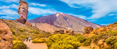 Ludzie spacerujący po Parku Narodowym Teide na Wyspach Kanaryjskich Ludzie spacerujący po Parku Narodowym Teide na Wyspach Kanaryjskich