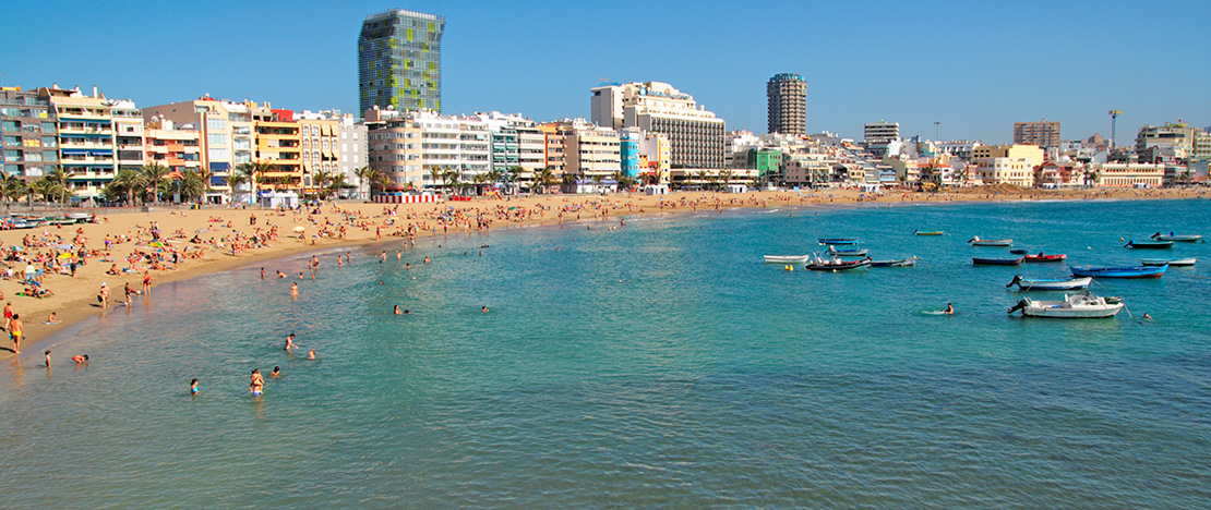 Praia de Las Canteras, em Gran Canaria (Ilhas Canárias)