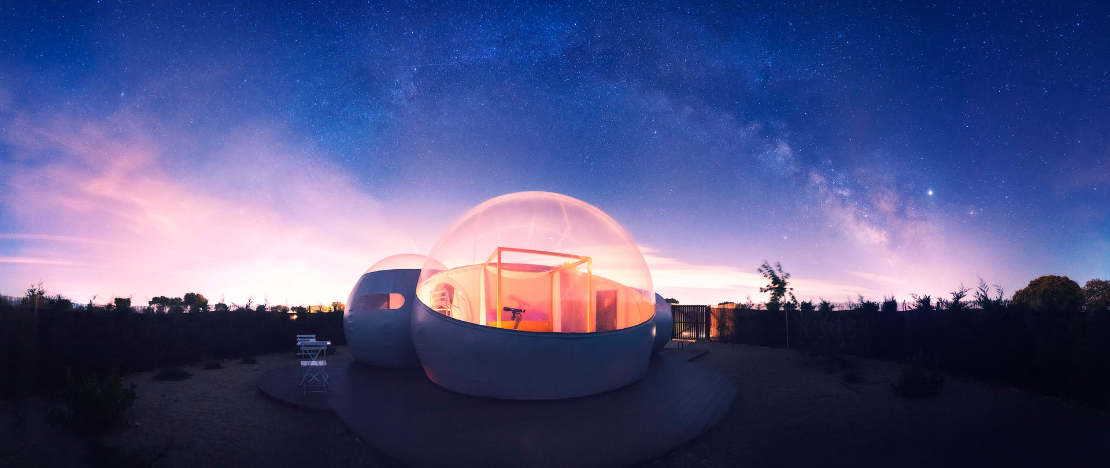 A bubble hotel in the municipality of Hormigos in Toledo, Castilla-La Mancha