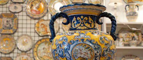 Handcrafted ceramic pot from Talavera de la Reina made at the FARCAMA fair in Toledo, Castile-La Mancha Handcrafted ceramic pot from Talavera de la Reina made at the FARCAMA fair in Toledo, Castile-La Mancha