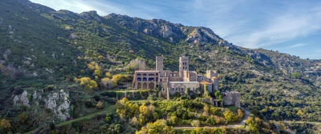 Romanesque Abbey of Sant Pere de Roda at El Port de la Selva in Girona, Catalonia Romanesque Abbey of Sant Pere de Roda at El Port de la Selva in Girona, Catalonia