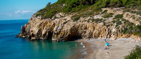 Playa del Muerto von Sitges in Barcelona, Katalonien Playa del Muerto von Sitges in Barcelona, Katalonien