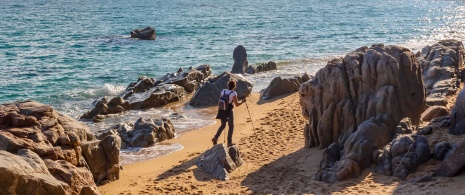 Hiker in Platja d'Aro. Costa Brava, Girona Hiker in Platja d'Aro. Costa Brava, Girona