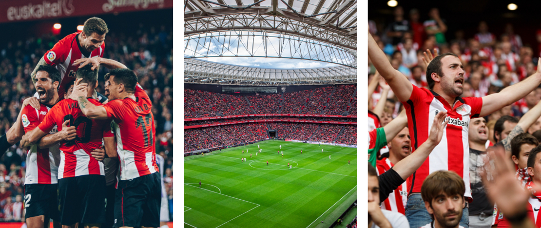 Jogadores, estádio e torcedores do Athletic Club de Bilbau, em Vizcaya (País Basco) Jogadores, estádio e torcedores do Athletic Club de Bilbau, em Vizcaya (País Basco)