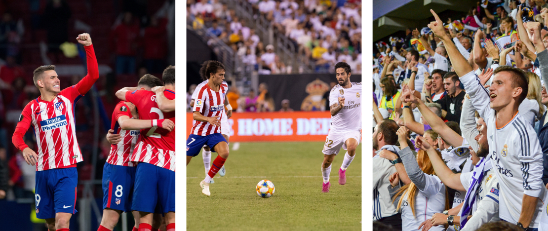 Torcedores, jogadores do Atlético e do Real Madrid, Comunidade de Madri Torcedores, jogadores do Atlético e do Real Madrid, Comunidade de Madri