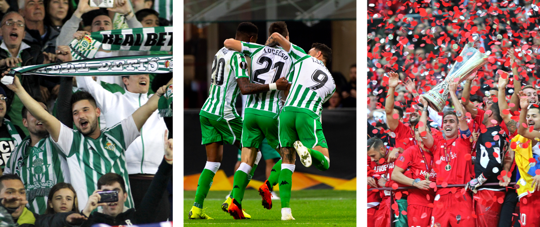 Torcedores, jogadores do Real Betis e do Sevilha, Andaluzia Torcedores, jogadores do Real Betis e do Sevilha, Andaluzia
