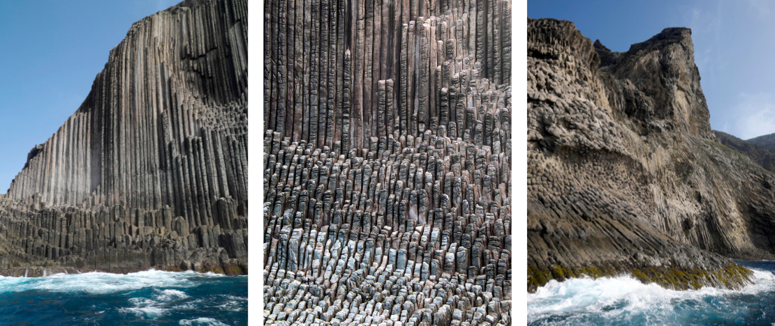 カナリア諸島ラ・ゴメラ島のオルガンの柱の詳細