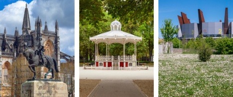 Detail of the Cathedral of Santa María, La Florida park and the Fernando Buesa Arena arena in Vitoria in Alava, Basque Country © Right: Basotxerri Detail of the Cathedral of Santa María, La Florida park and the Fernando Buesa Arena arena in Vitoria in Alava, Basque Country © Right: Basotxerri