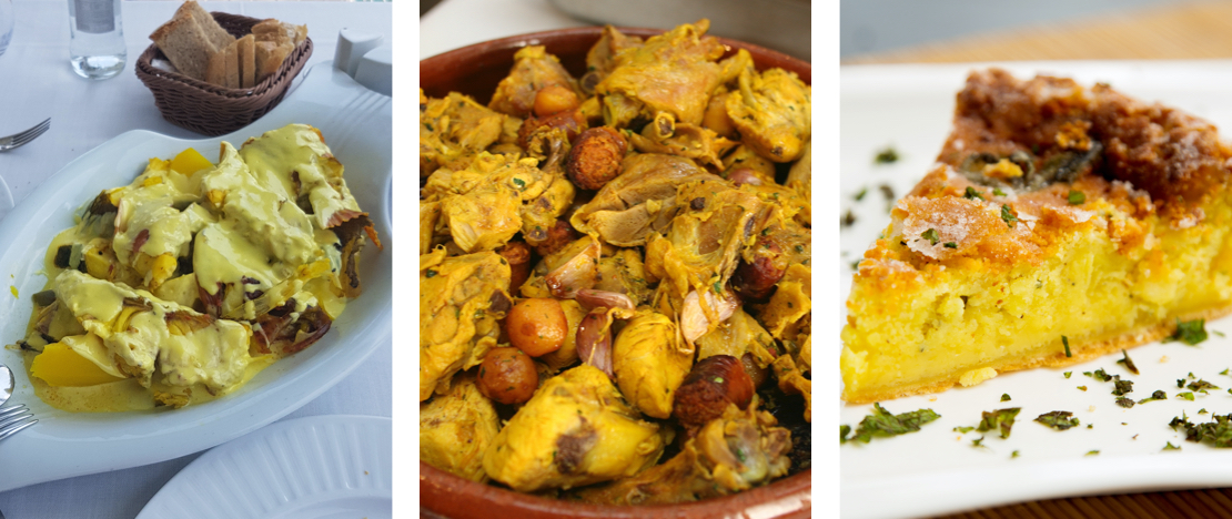 Izquiera: bullit de peix / Centro: sofrit pagès / Derecha: flaó