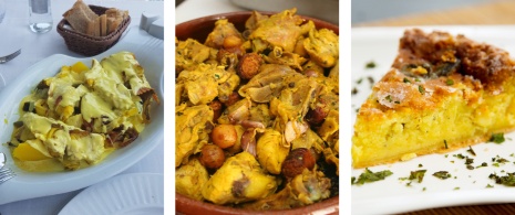 Izquiera: bullit de peix / Centro: sofrit pagès / Derecha: flaó Izquiera: bullit de peix / Centro: sofrit pagès / Derecha: flaó