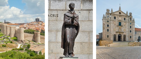 Sinistra: Veduta delle mura di cinta di Ávila, Castiglia e León / Centro: Scultura di San Giovanni della Croce ad Ávila, Castiglia e León / Destra: Convento di Santa Teresa d’Ávila, Castiglia e León Sinistra: Veduta delle mura di cinta di Ávila, Castiglia e León / Centro: Scultura di San Giovanni della Croce ad Ávila, Castiglia e León / Destra: Convento di Santa Teresa d’Ávila, Castiglia e León