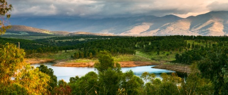 View of the Gabriel y Galán marsh in the Ambroz Valley in Cáceres, Extremadura View of the Gabriel y Galán marsh in the Ambroz Valley in Cáceres, Extremadura