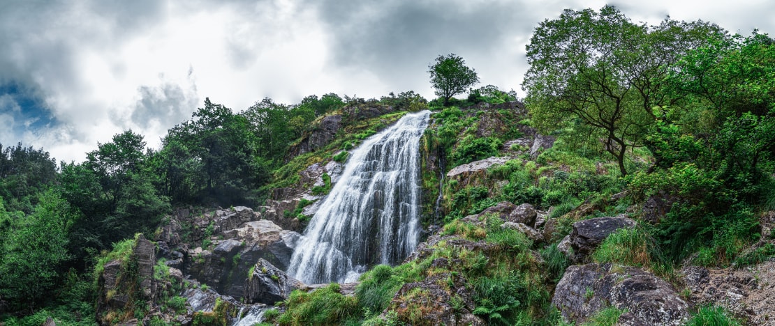 View of the Belelle waterfalls in A Coruna, Galicia View of the Belelle waterfalls in A Coruna, Galicia