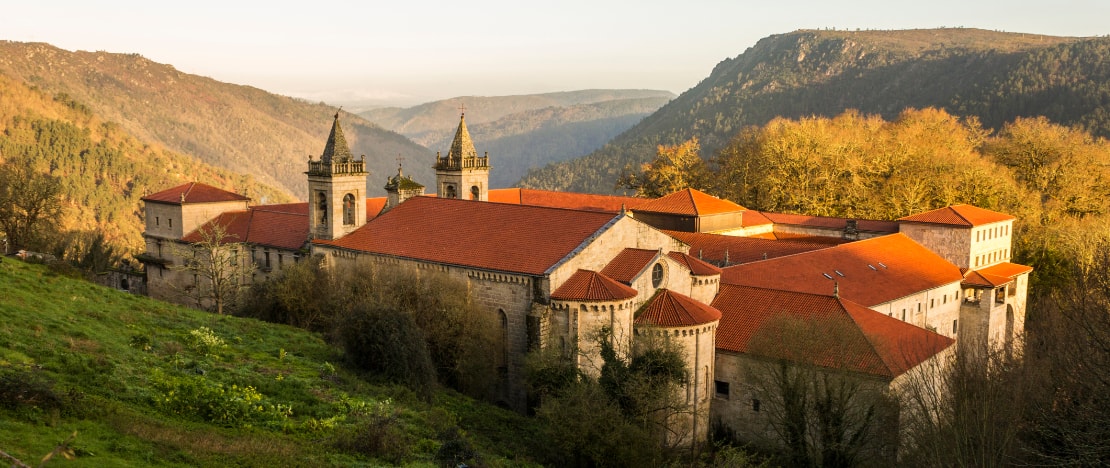 View of the monastery of Santo Estevo de Ribas de Sil in Orense, Galicia View of the monastery of Santo Estevo de Ribas de Sil in Orense, Galicia