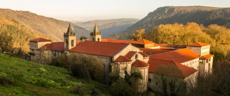 View of the monastery of Santo Estevo de Ribas de Sil in Orense, Galicia View of the monastery of Santo Estevo de Ribas de Sil in Orense, Galicia