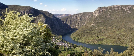 Belvédère dans le parc naturel Serra da Enciña da Lastra à Ourense, Galice Belvédère dans le parc naturel Serra da Enciña da Lastra à Ourense, Galice