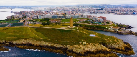 View the Tower of Hercules and the city of A Coruna, Galicia View the Tower of Hercules and the city of A Coruna, Galicia