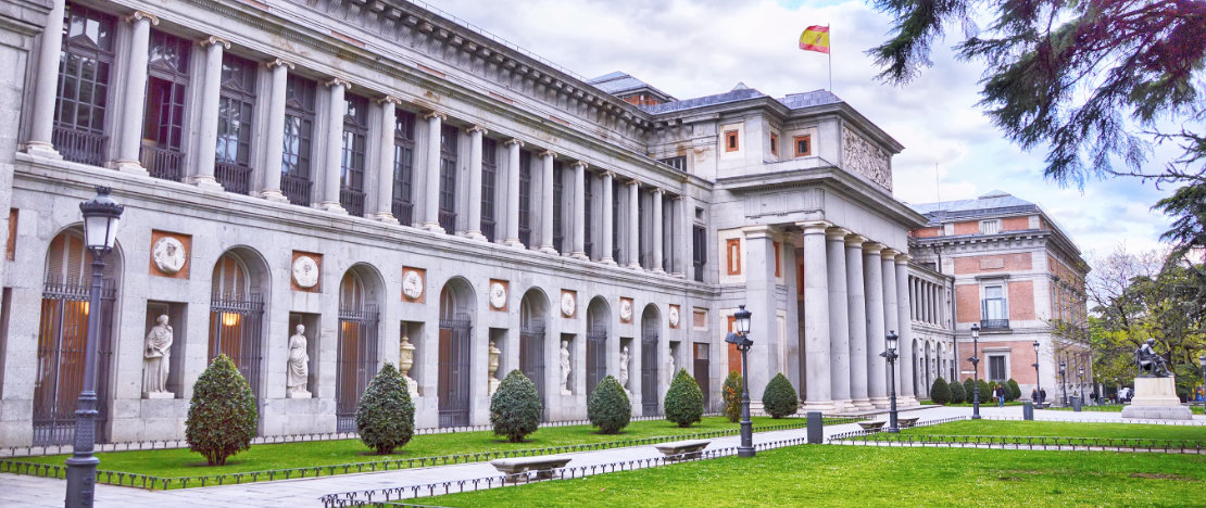 West entrance to the Prado Museum in Madrid, Region of Madrid West entrance to the Prado Museum in Madrid, Region of Madrid