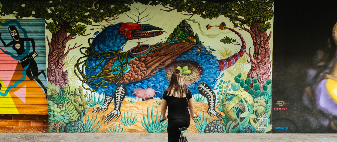 Shot of a mural of the city of Valencia, Region of Valencia