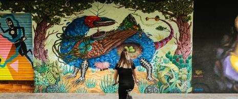 Shot of a mural of the city of Valencia, Region of Valencia Shot of a mural of the city of Valencia, Region of Valencia