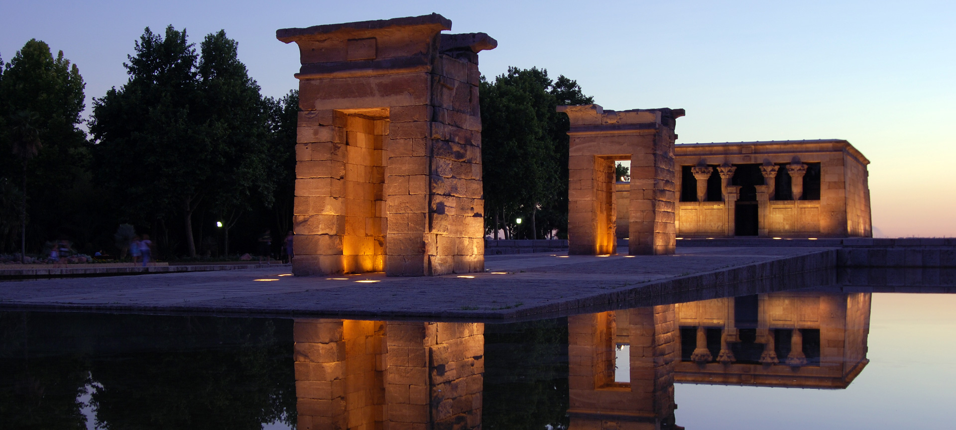 View of the Temple of Debod at sunset, Madrid