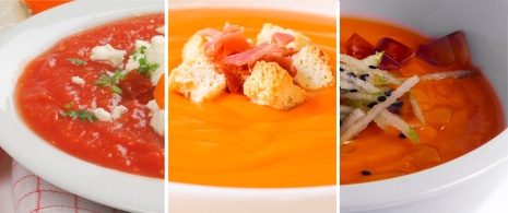 Verschiedene Varianten des Gazpacho und Salmorejo Verschiedene Varianten des Gazpacho und Salmorejo