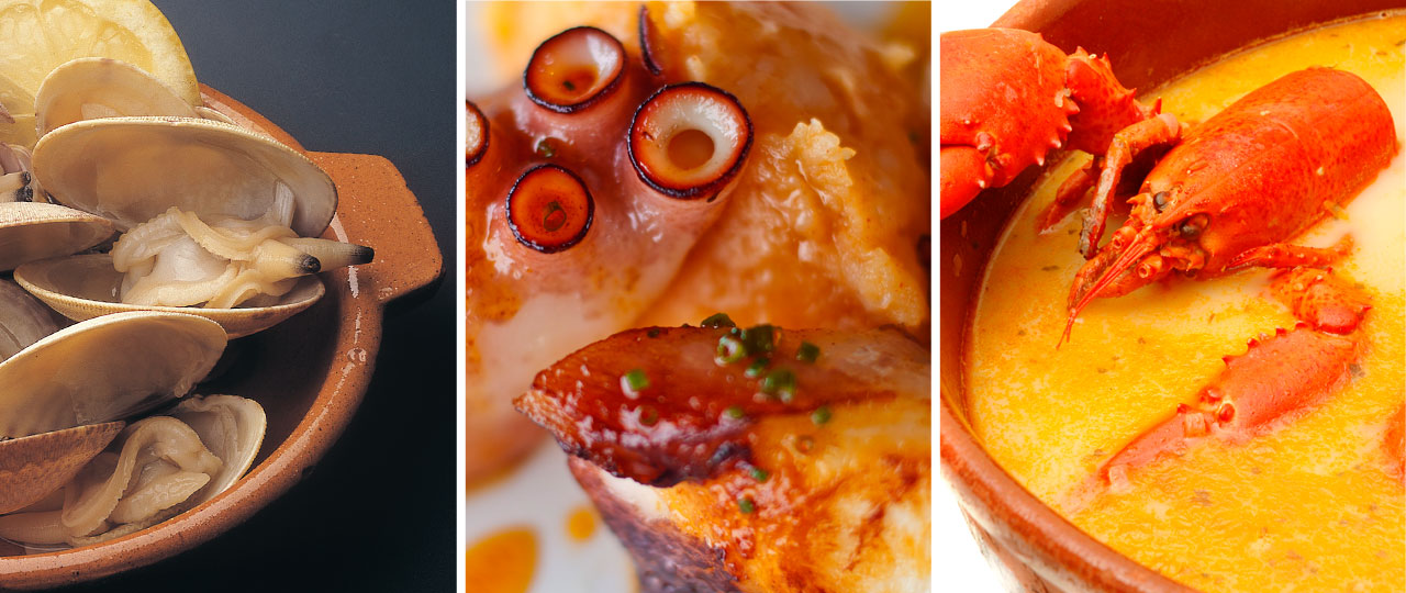 Almejas, Pulpo à Feira und Caldereta de Marisco