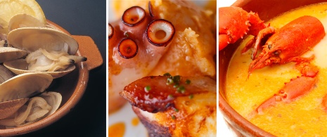 Almejas, Pulpo à Feira und Caldereta de Marisco Almejas, Pulpo à Feira und Caldereta de Marisco