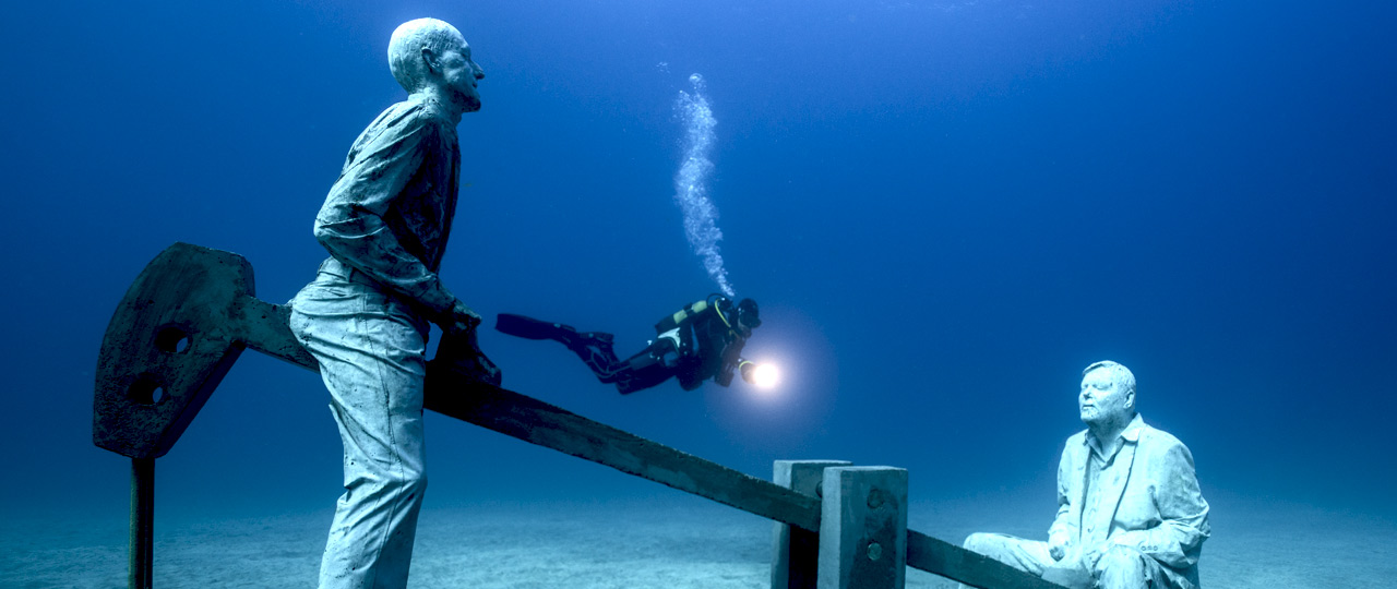 ‘Deregulated’ work by Jason deCaires Taylor in the Atlantic Museum, Lanzarote